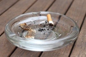 Cigarette kept in a plate